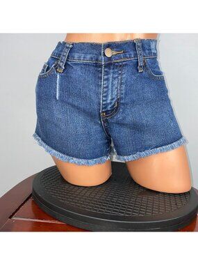Forever 21 Jean Shorts Womens 27 Denim Fringe Hem Distressed Summer Festival